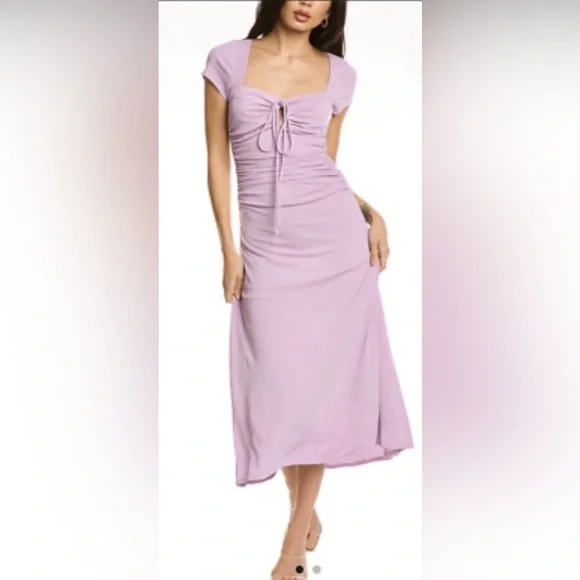 NWOT Cinq A Sept Janis Pale Iris Ruched Midi Dress Sz 4 - Picture 2 of 8